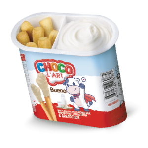 White chocolate flavored milk cream mixed with hazelnut